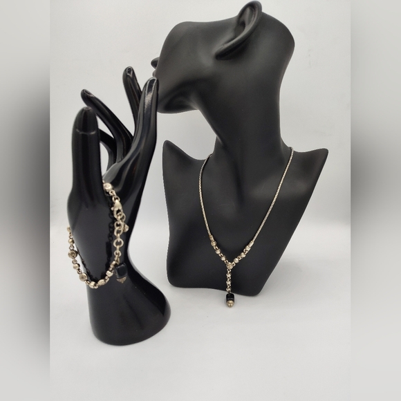 RETIRED VINTAGE Brighton Rigoletto Silvertone And Black Crystal Set - Picture 4 of 6